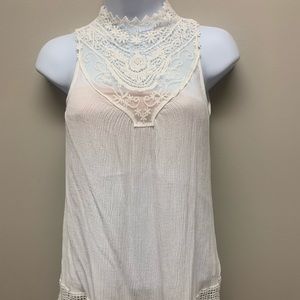 Love Fire Women’s Top Sleeveless White Lace Boho
